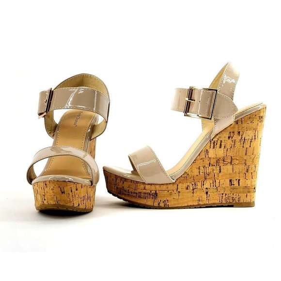 Pierre Dumas Shoes - Wedge High Heels, PIERRE DUMAS Sandal Stilettos Wedges High Heel Shoes - Nude, 7